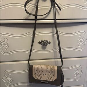 Stella & Dot Gray and Cream Quilted Crossbody Bag